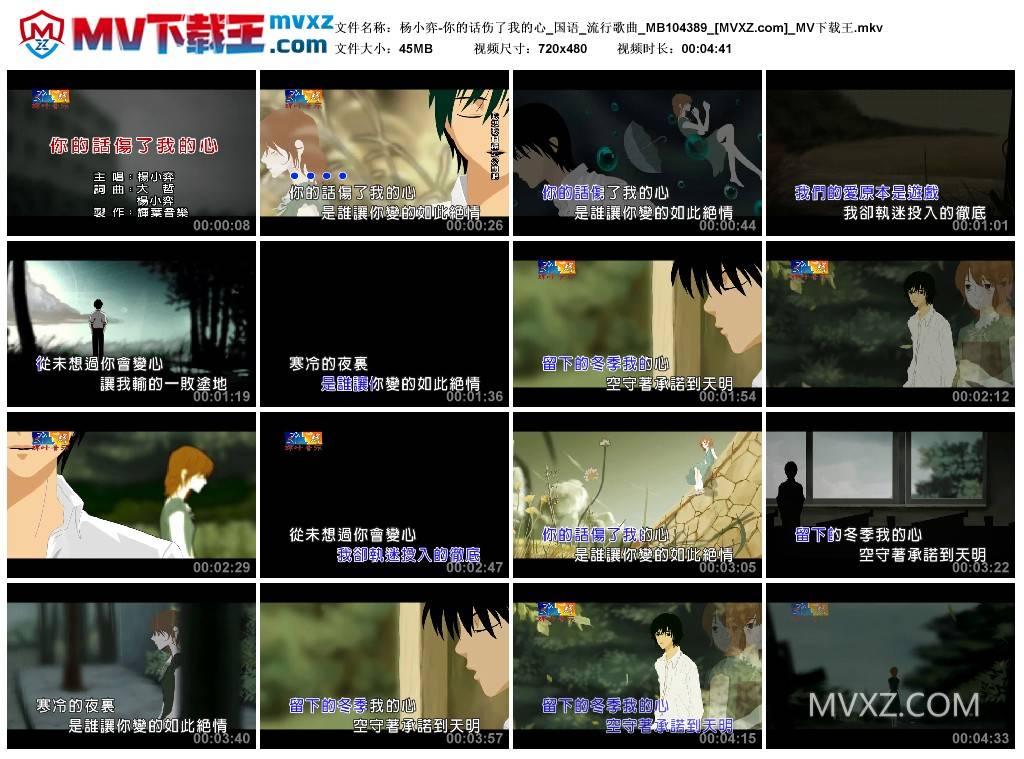 杨小弈-你的话伤了我的心_国语_流行歌曲_MB104389